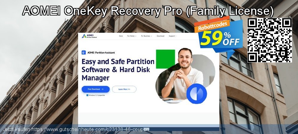 AOMEI OneKey Recovery Pro - Family License  verwunderlich Sale Aktionen Bildschirmfoto