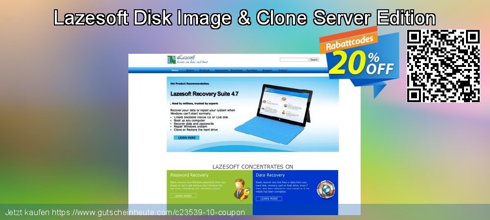 Lazesoft Disk Image & Clone Server Edition uneingeschränkt Preisnachlass Bildschirmfoto