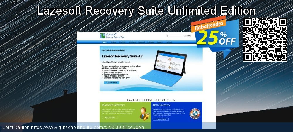 Lazesoft Recovery Suite Unlimited Edition spitze Ermäßigung Bildschirmfoto