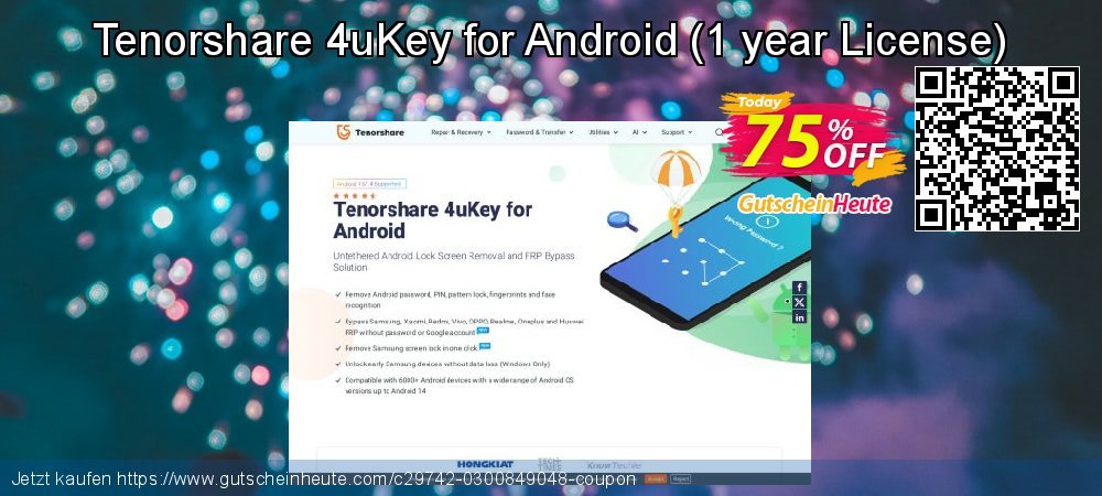Tenorshare 4uKey for Android - 1 year License  wundervoll Promotionsangebot Bildschirmfoto