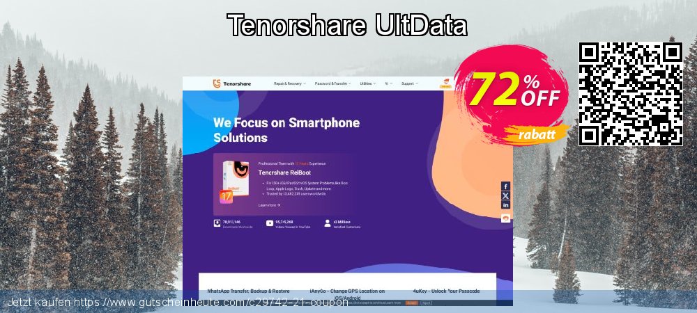 Tenorshare UltData exklusiv Verkaufsförderung Bildschirmfoto