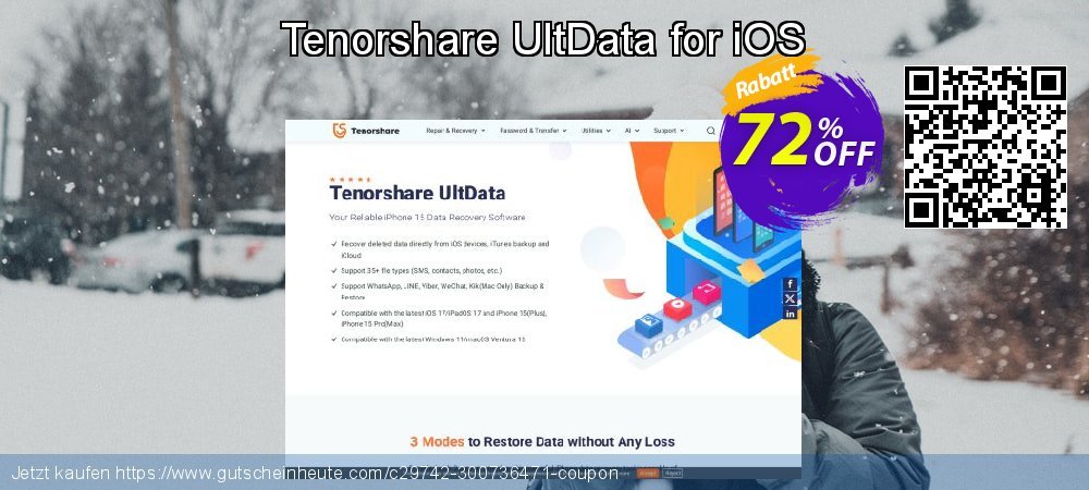 Tenorshare UltData for iOS verwunderlich Preisreduzierung Bildschirmfoto