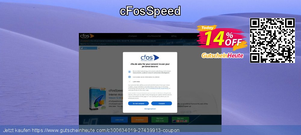 cFosSpeed klasse Preisnachlass Bildschirmfoto