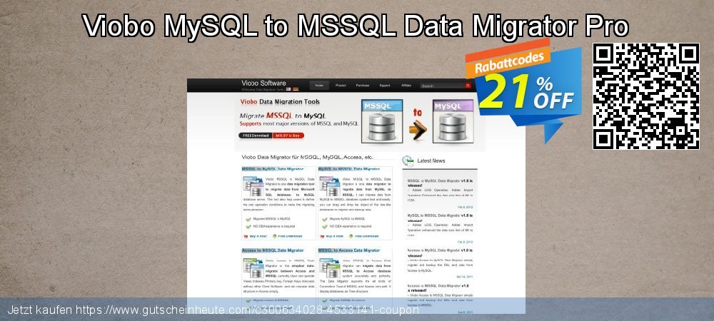 Viobo MySQL to MSSQL Data Migrator Pro Sonderangebote Außendienst-Promotions Bildschirmfoto