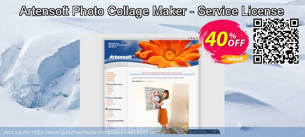 Artensoft Photo Collage Maker - Service License klasse Preisnachlässe Bildschirmfoto