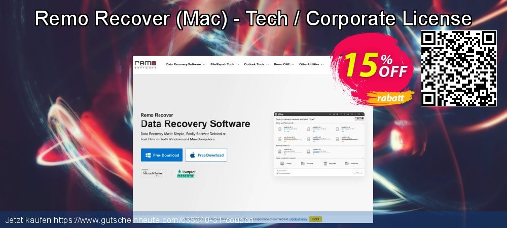 Remo Recover - Mac - Tech / Corporate License verwunderlich Außendienst-Promotions Bildschirmfoto