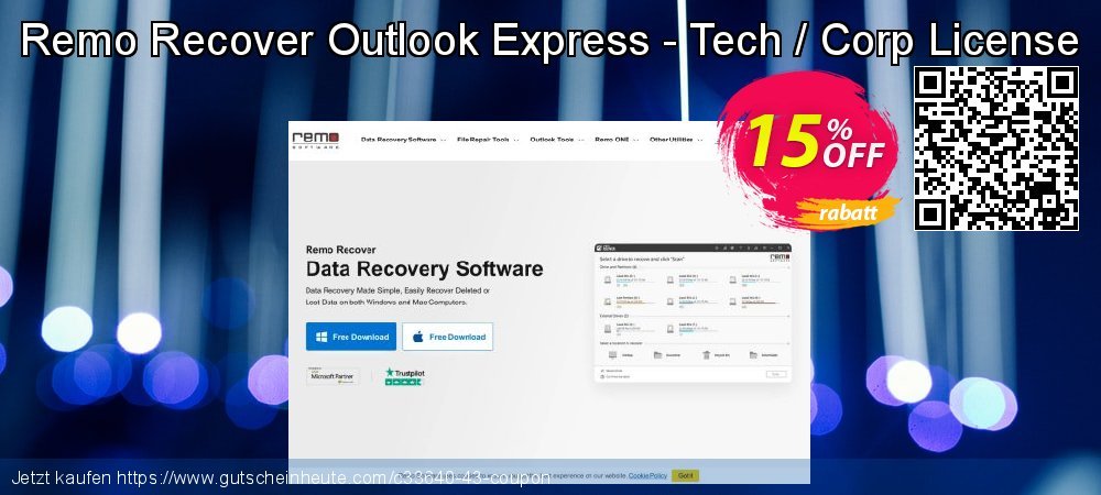 Remo Recover Outlook Express - Tech / Corp License klasse Diskont Bildschirmfoto