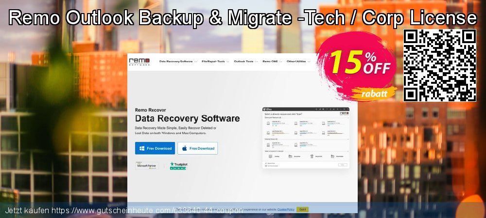 Remo Outlook Backup & Migrate -Tech / Corp License exklusiv Ermäßigung Bildschirmfoto