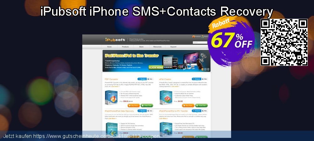 iPubsoft iPhone SMS+Contacts Recovery klasse Ausverkauf Bildschirmfoto