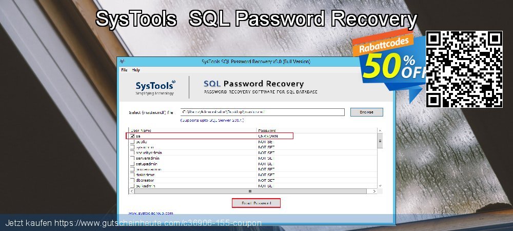 SysTools  SQL Password Recovery überraschend Außendienst-Promotions Bildschirmfoto