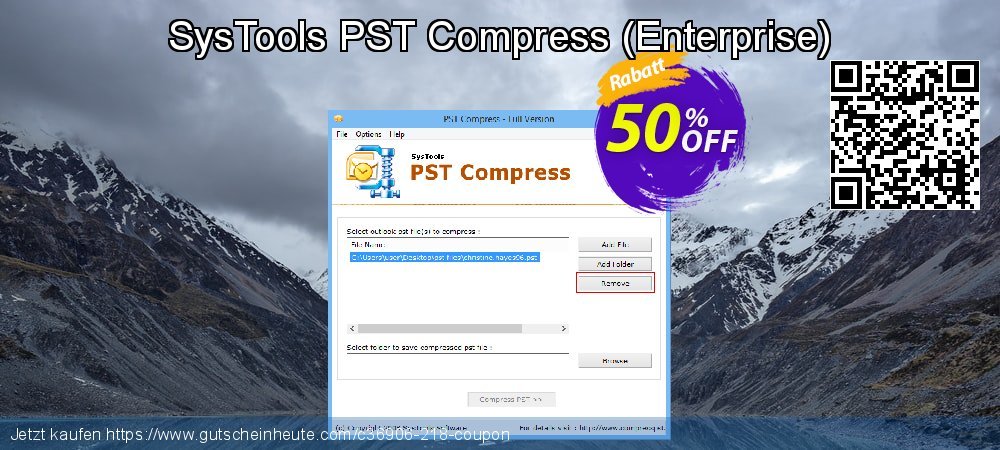 SysTools PST Compress - Enterprise  formidable Diskont Bildschirmfoto