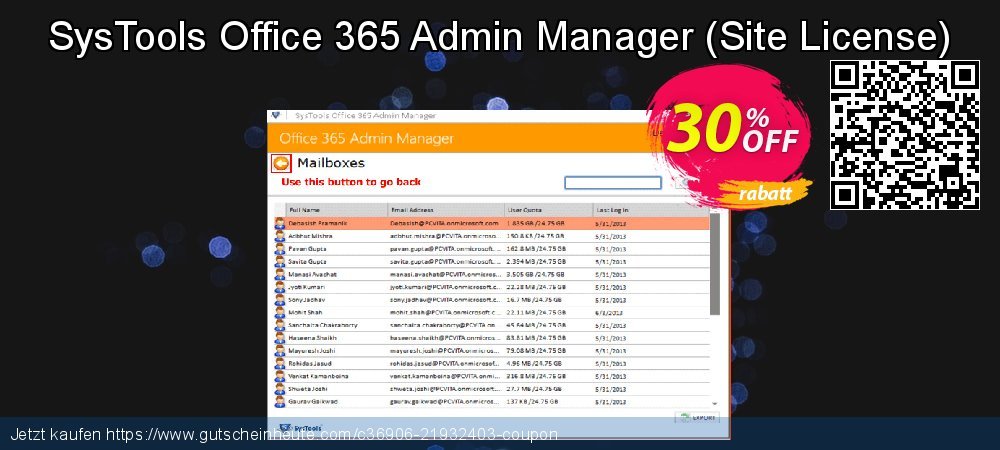 SysTools Office 365 Admin Manager - Site License  wundervoll Preisnachlass Bildschirmfoto