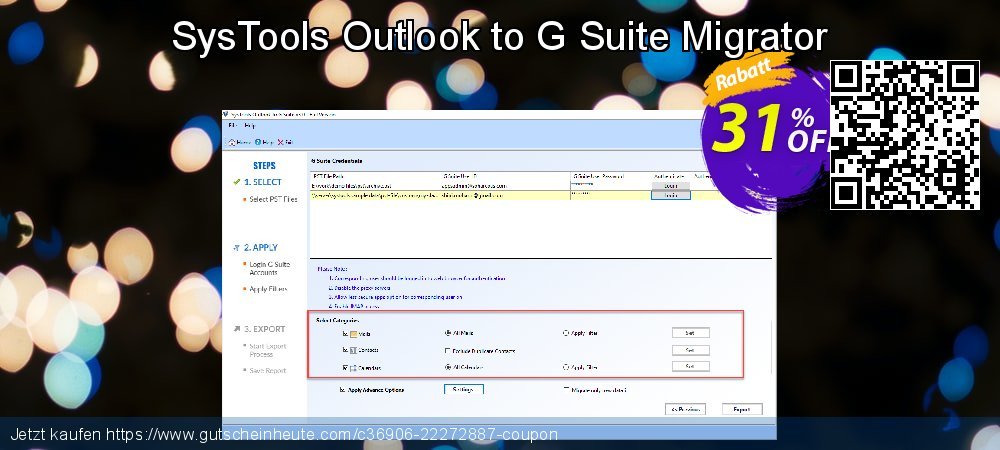 SysTools Outlook to G Suite Migrator geniale Promotionsangebot Bildschirmfoto