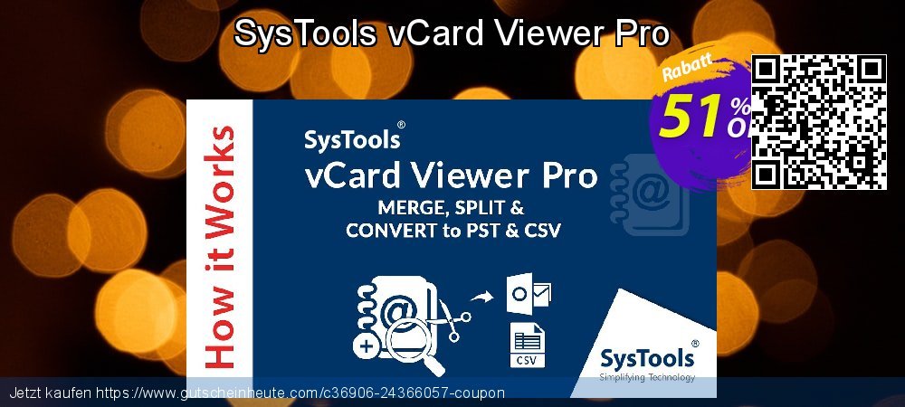 SysTools vCard Viewer Pro verblüffend Beförderung Bildschirmfoto