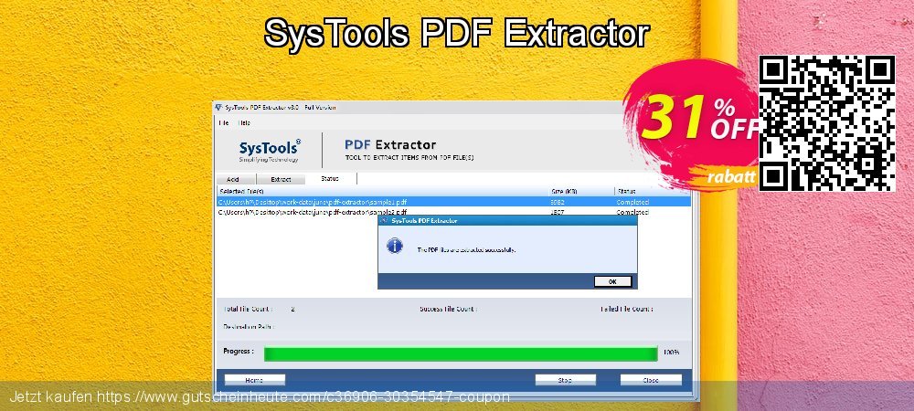 SysTools PDF Extractor formidable Rabatt Bildschirmfoto