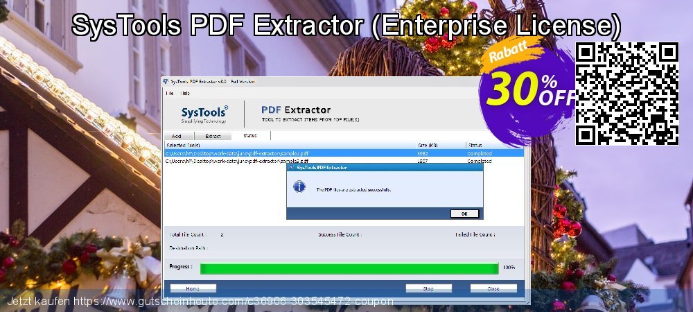 SysTools PDF Extractor - Enterprise License  ausschließlich Sale Aktionen Bildschirmfoto