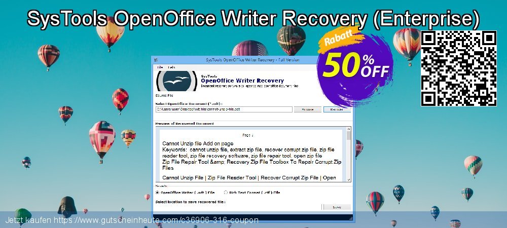 SysTools OpenOffice Writer Recovery - Enterprise  faszinierende Preisnachlässe Bildschirmfoto