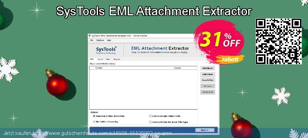 SysTools EML Attachment Extractor wunderschön Disagio Bildschirmfoto