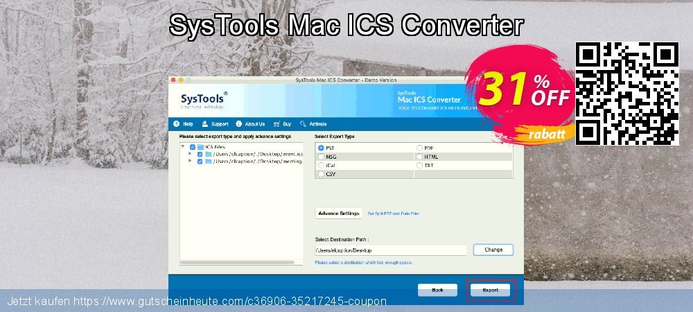 SysTools Mac ICS Converter umwerfende Ermäßigungen Bildschirmfoto