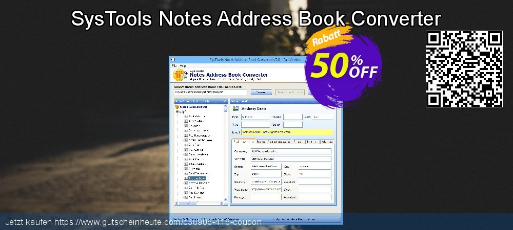 SysTools Notes Address Book Converter spitze Rabatt Bildschirmfoto