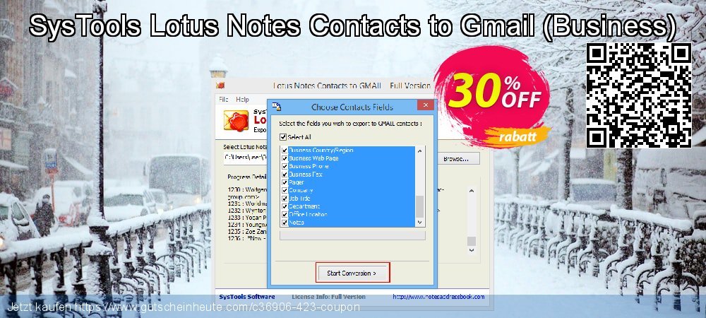 SysTools Lotus Notes Contacts to Gmail - Business  Sonderangebote Ermäßigung Bildschirmfoto