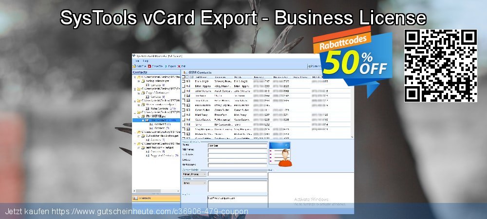 SysTools vCard Export - Business License klasse Preisreduzierung Bildschirmfoto