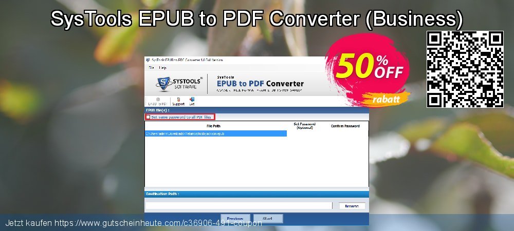 SysTools EPUB to PDF Converter - Business  atemberaubend Ermäßigung Bildschirmfoto