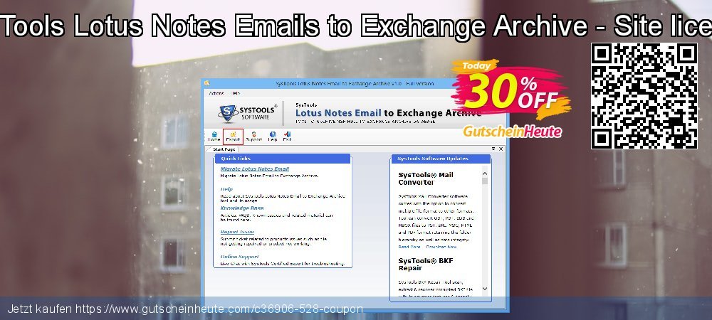 SysTools Lotus Notes Emails to Exchange Archive - Site license formidable Ausverkauf Bildschirmfoto