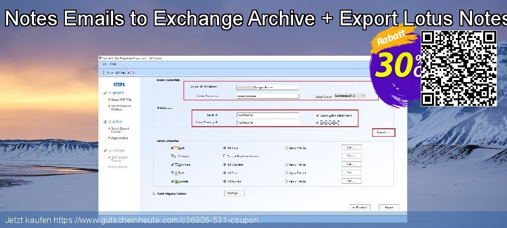 Bundle Offer - Lotus Notes Emails to Exchange Archive + Export Lotus Notes - Business License  Exzellent Preisnachlass Bildschirmfoto