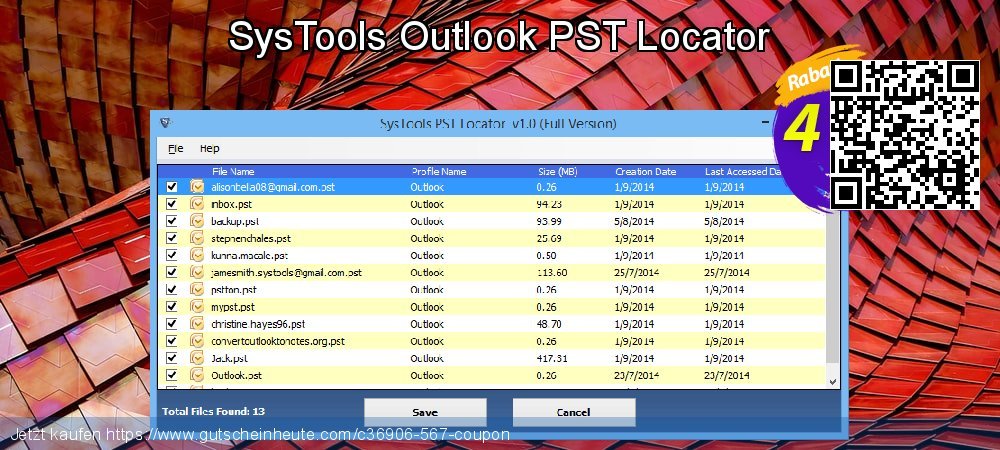 SysTools Outlook PST Locator umwerfenden Beförderung Bildschirmfoto