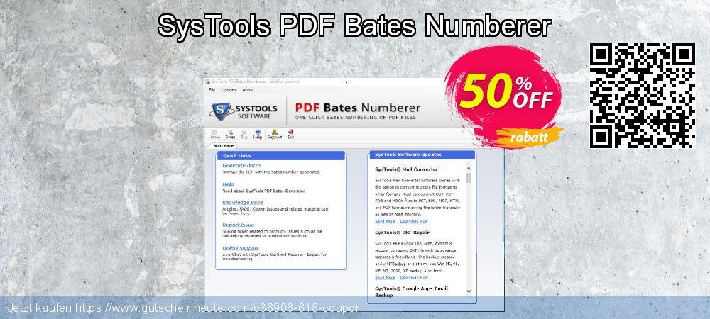 SysTools PDF Bates Numberer verblüffend Beförderung Bildschirmfoto