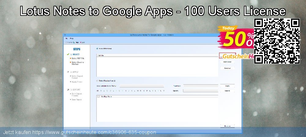 Lotus Notes to Google Apps - 100 Users License exklusiv Beförderung Bildschirmfoto