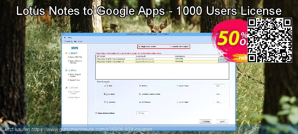 Lotus Notes to Google Apps - 1000 Users License ausschließenden Ermäßigungen Bildschirmfoto
