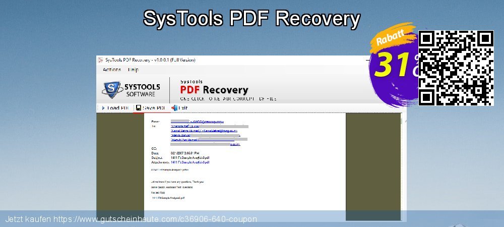 SysTools PDF Recovery Sonderangebote Angebote Bildschirmfoto