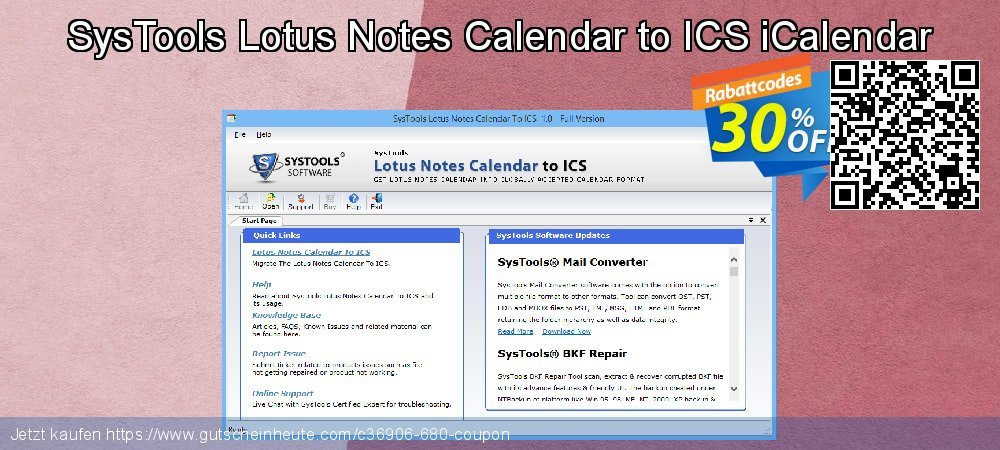 SysTools Lotus Notes Calendar to ICS iCalendar verblüffend Verkaufsförderung Bildschirmfoto