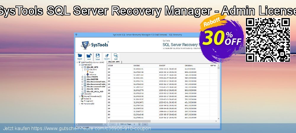 SysTools SQL Server Recovery Manager - Admin License aufregende Ermäßigungen Bildschirmfoto