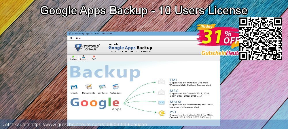 Google Apps Backup - 10 Users License umwerfende Verkaufsförderung Bildschirmfoto