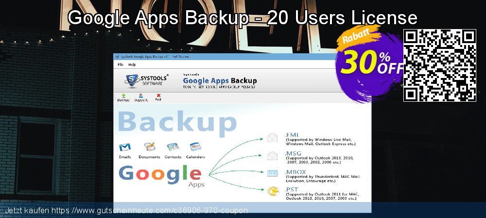 Google Apps Backup - 20 Users License umwerfenden Ausverkauf Bildschirmfoto
