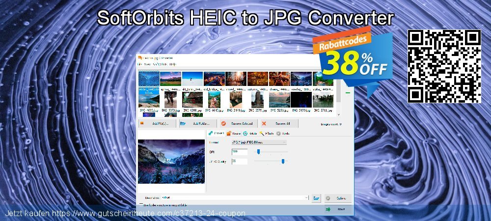 SoftOrbits HEIC to JPG Converter ausschließenden Preisnachlass Bildschirmfoto