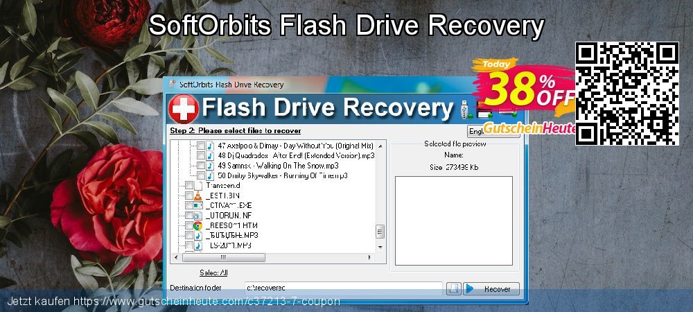 SoftOrbits Flash Drive Recovery umwerfenden Preisnachlass Bildschirmfoto