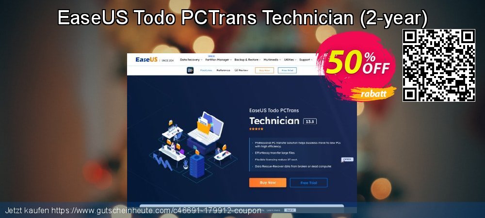 EaseUS Todo PCTrans Technician - 2-year  super Nachlass Bildschirmfoto