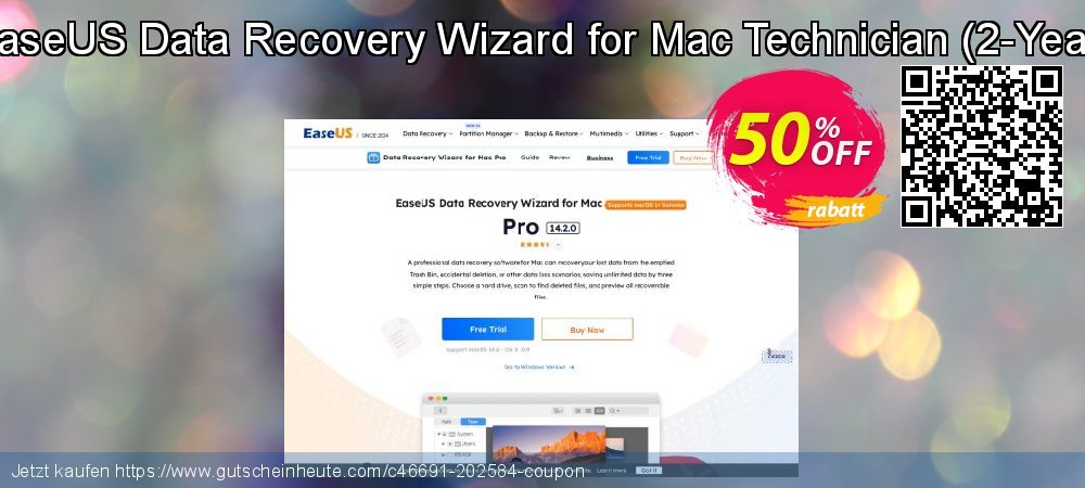 EaseUS Data Recovery Wizard for Mac Technician - 2-Year  Exzellent Preisnachlass Bildschirmfoto
