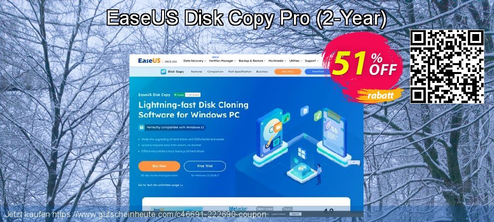 EaseUS Disk Copy Pro - 2-Year  wunderbar Außendienst-Promotions Bildschirmfoto