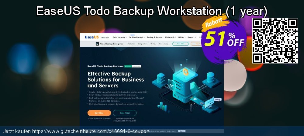 EaseUS Todo Backup Workstation - 1 year  wunderbar Promotionsangebot Bildschirmfoto