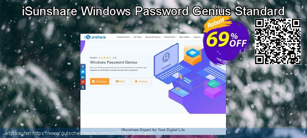 iSunshare Windows Password Genius Standard atemberaubend Preisnachlass Bildschirmfoto