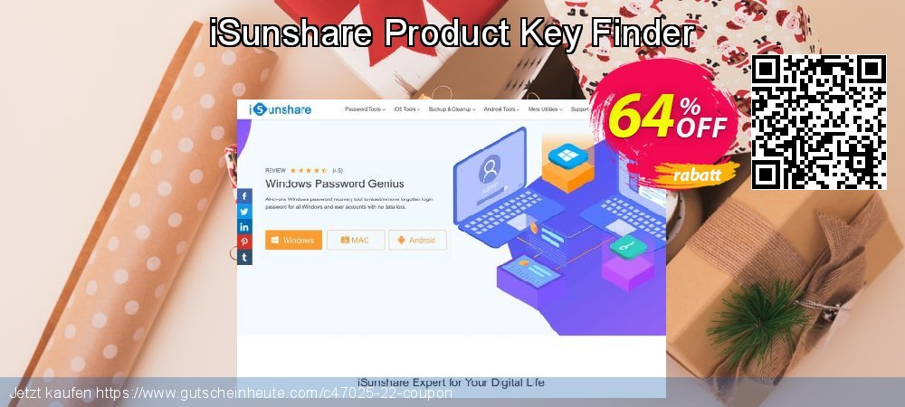 iSunshare Product Key Finder Exzellent Nachlass Bildschirmfoto