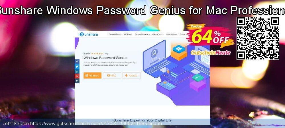 iSunshare Windows Password Genius for Mac Professional toll Nachlass Bildschirmfoto