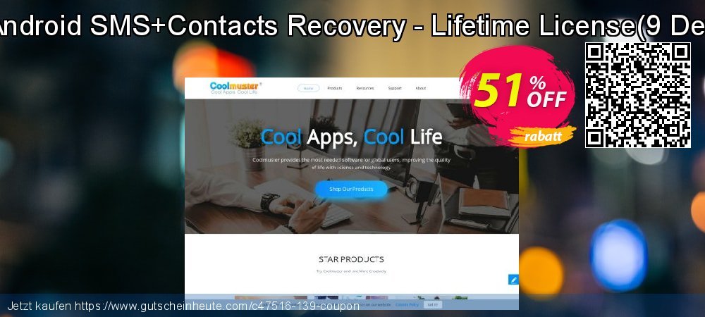Coolmuster Android SMS+Contacts Recovery - Lifetime License - 9 Devices, 3 PCs  ausschließlich Diskont Bildschirmfoto