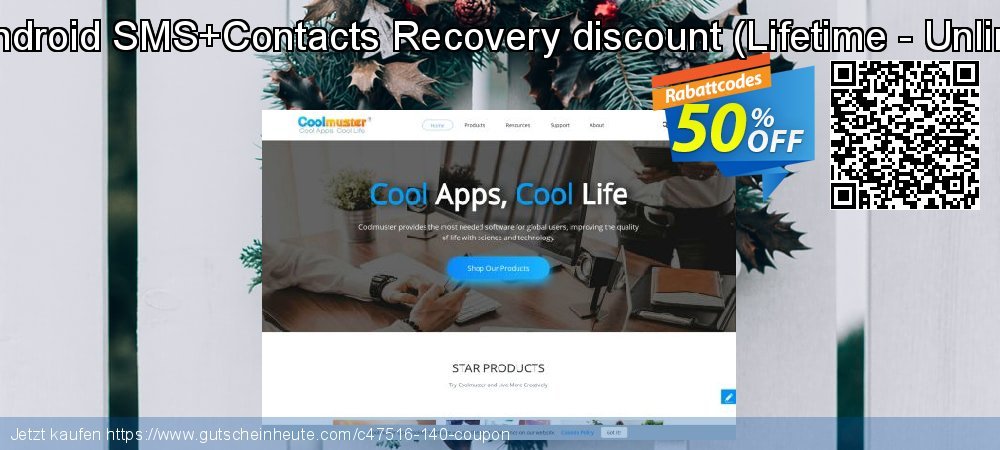Coolmuster Android SMS+Contacts Recovery discount - Lifetime - Unlimited devices  ausschließenden Ermäßigung Bildschirmfoto