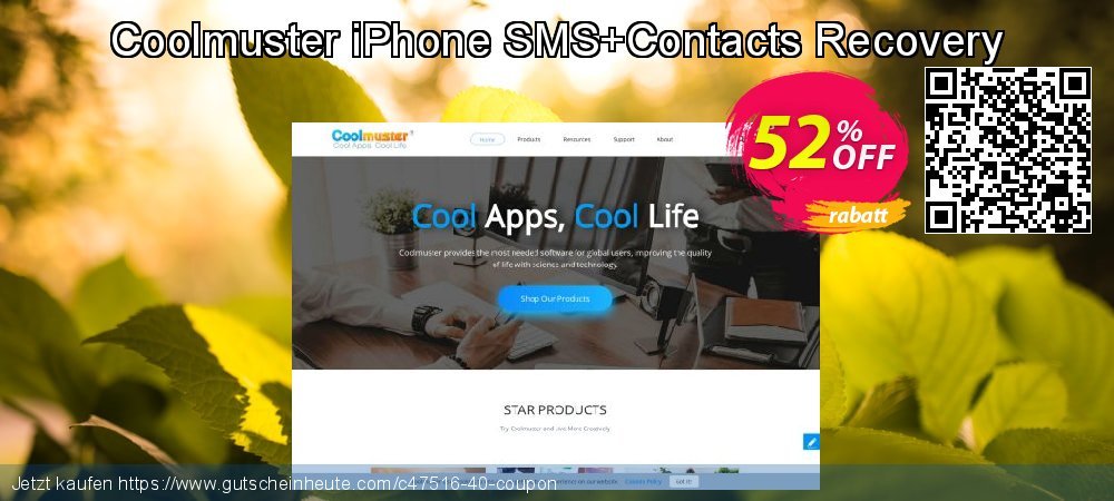 Coolmuster iPhone SMS+Contacts Recovery ausschließenden Ausverkauf Bildschirmfoto